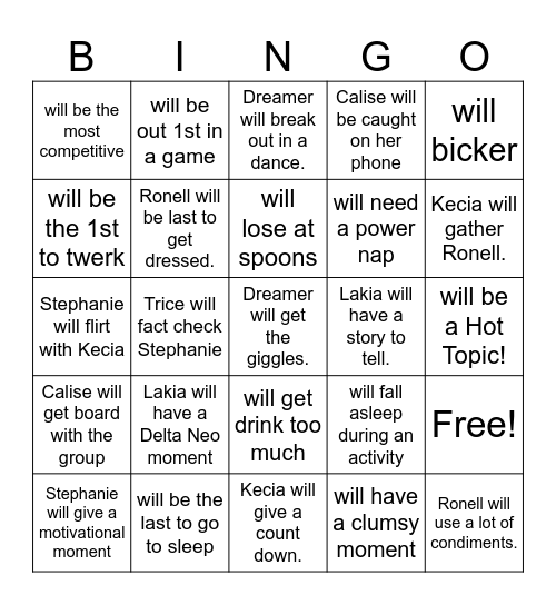 Friendsmas 2024 Bingo Card