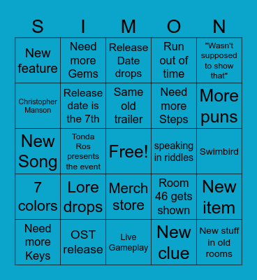 Blue Prince PC Gamer Presentation Bingo Card