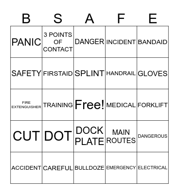 SAFETY BINGO Card