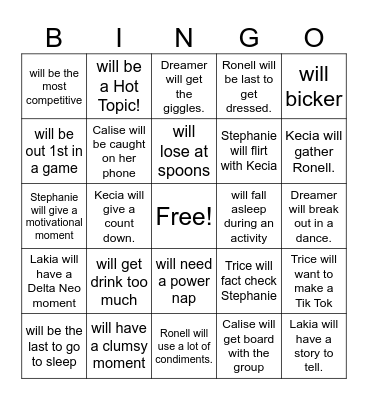 Friendsmas 2024 Bingo Card