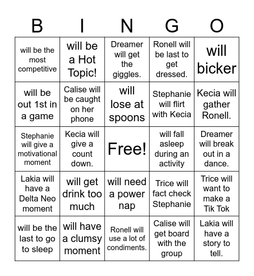 Friendsmas 2024 Bingo Card