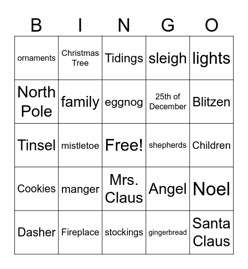 Christmas Bingo Card