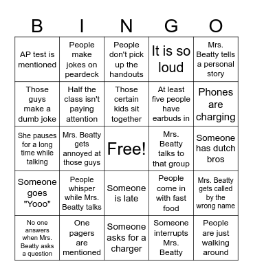 APES Bingo Card