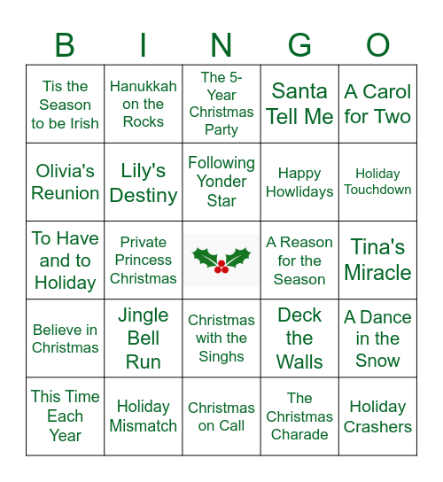 2024 Hallmark Holiday Movies Bingo Card