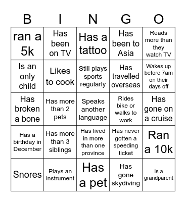Christmas Coworker Bingo Card