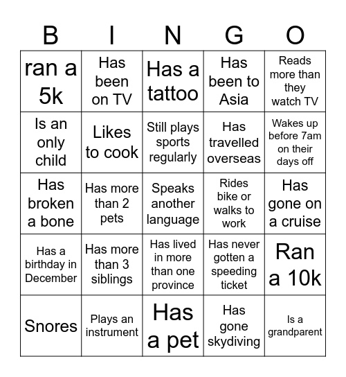 Christmas Coworker Bingo Card