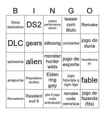 TGA 2024 Bingo Card