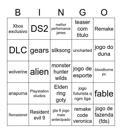 TGA 2024 Bingo Card