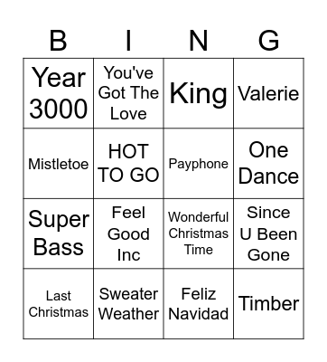 MUSIC BINGO CHRISTMAS! Bingo Card