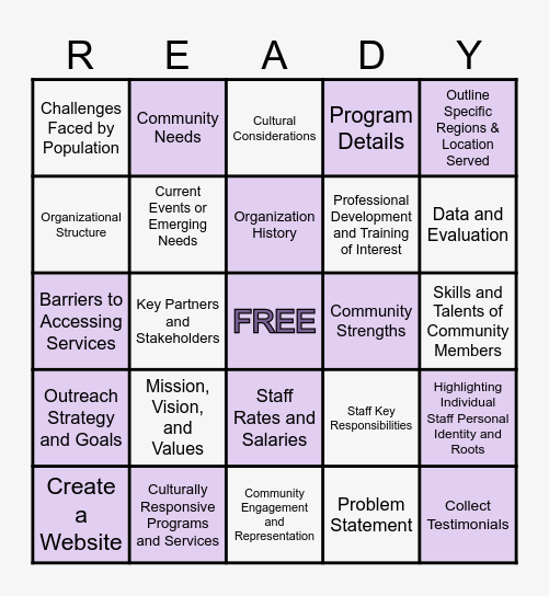 GRANT READY! Bingo Card