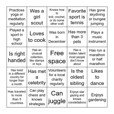 TXdocs Human Bingo - 1 Bingo Card