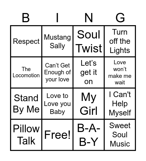 R & B Bingo 1960s to 1970s Bingo Card