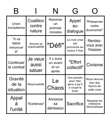 Macron 5/12 Bingo Card
