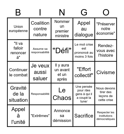 Macron 5/12 Bingo Card