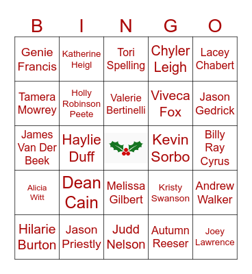 Hallmark Holiday Movie All-Stars Bingo Card