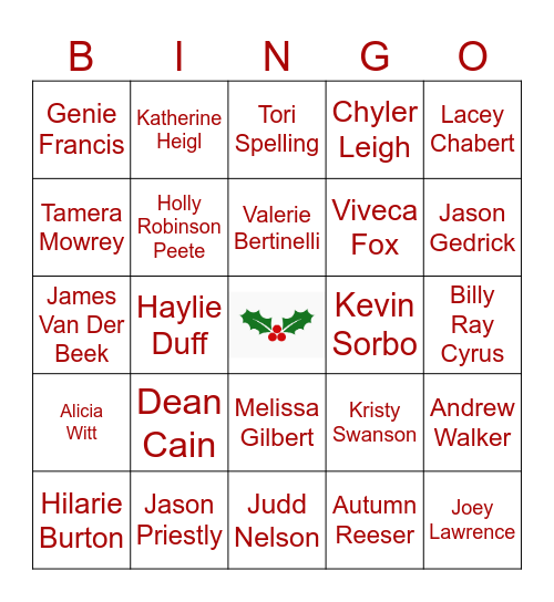 Hallmark Holiday Movie All-Stars Bingo Card