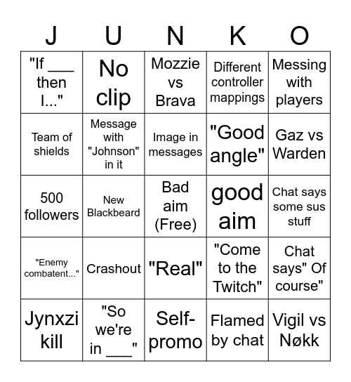 Siege Clips (by centi) Bingo Card