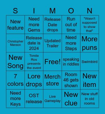 Blue Prince PC Gamer Most Wanted Presentation Bingo Card