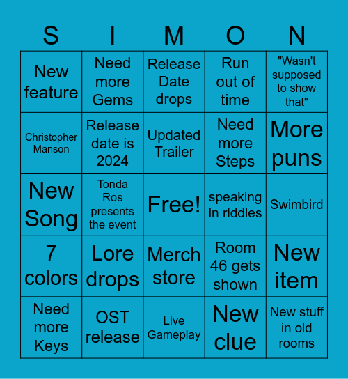 Blue Prince PC Gamer Most Wanted Presentation Bingo Card