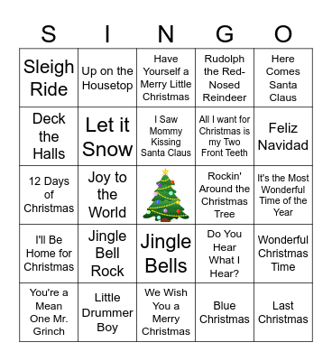 Christmas Songs Bingo Card