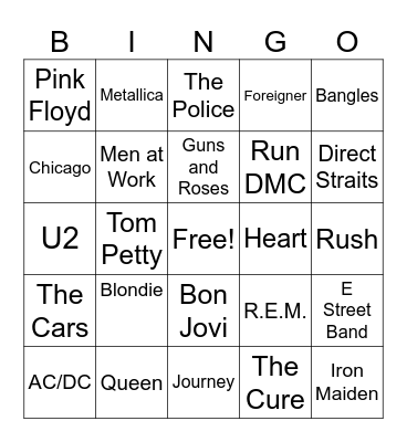 Musical Bingo Card