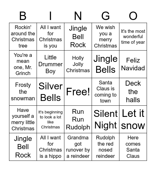 Merry Christmas Bingo Card