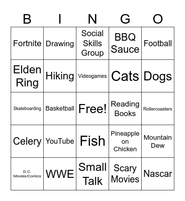 Interest BINGO Card