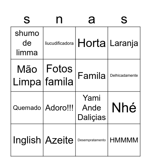 Sandra Nobre Bingo Card