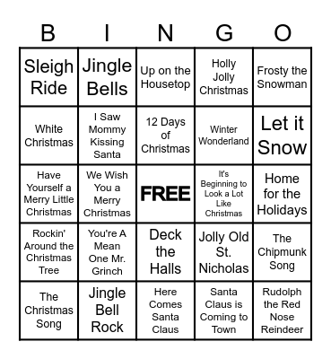 Christmas Music Bingo Card