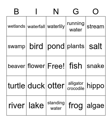 Freshwater Habitats Bingo Card