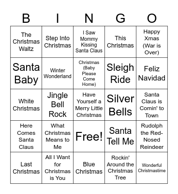 Christmas Singo Bingo Card