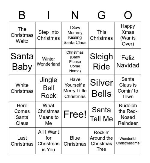 Christmas Singo Bingo Card