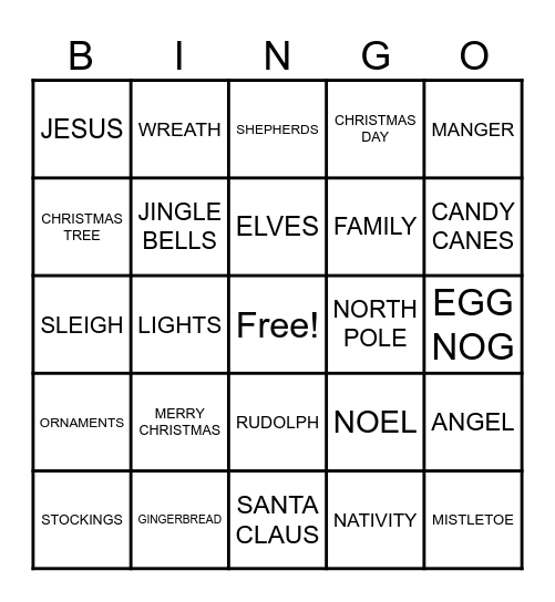 CHRISTMAS BINGO Card