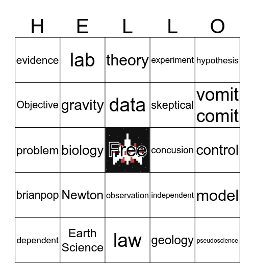 Science Bing  Bingo Card