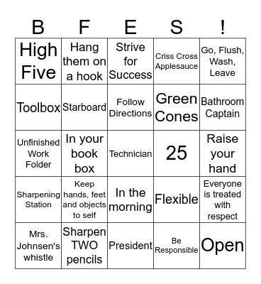 Third Grade Rules and Procedures Bingo Card