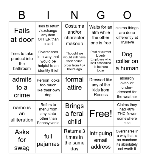 Patient Bingo Card