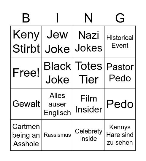 South Park Bingo Card