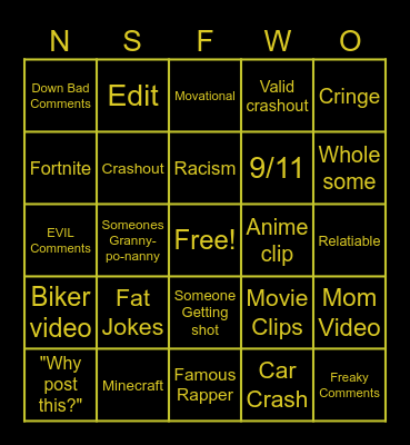 Insta Reels Bingo Card