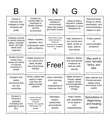 Career Bingo 1 Bingo Card