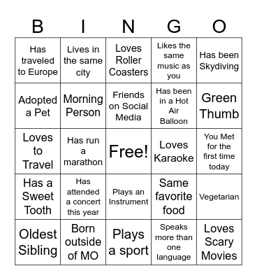 Holiday Party BINGO Card