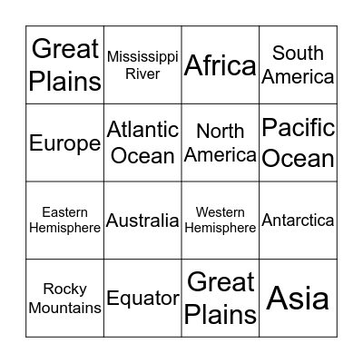 Geography Bingo Card