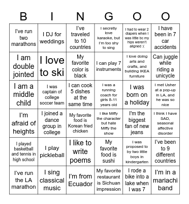 Find the Guest Bingo Card