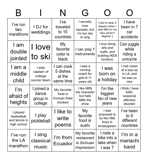 Find the Guest Bingo Card