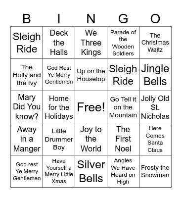 Christmas Singo Bingo Card