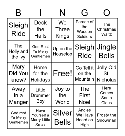 Christmas Singo Bingo Card