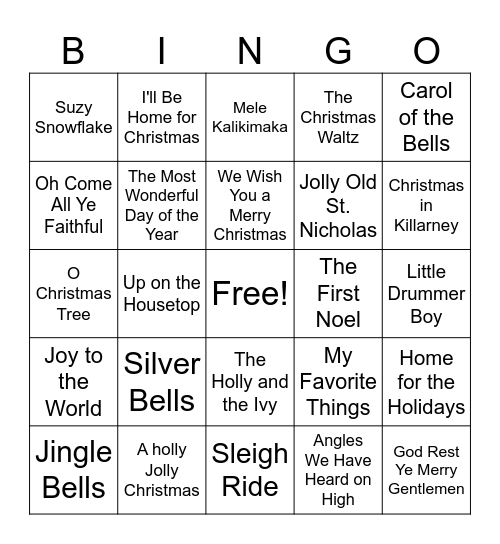 Christmas Singo Bingo Card