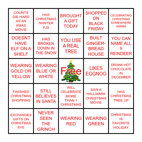 FINANCE CHRISTMAS BINGO Card