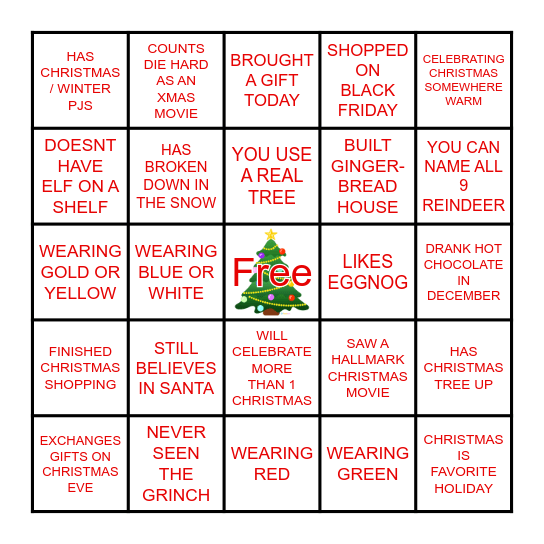 FINANCE CHRISTMAS BINGO Card