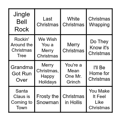 Staff Holiday Bingo Card