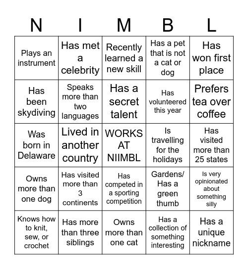 Find someone who... Bingo Card